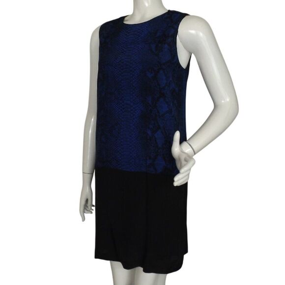 REBECCA TAYLOR Dress, 4, Black/Blue snake print, Short/Mini, Sleeveless - Picture 4 of 13
